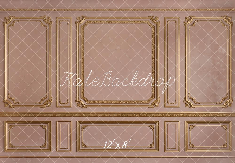 Kate Vintage Pink Gold French Wall Printed Backdrop Designed by Emetselch