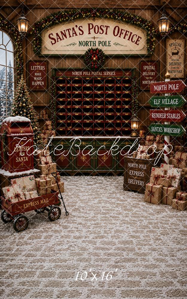Kate Sweep Christmas Santa's Post Office North Pole Mail Printed Backdrop Designed by Caitlin Lynch