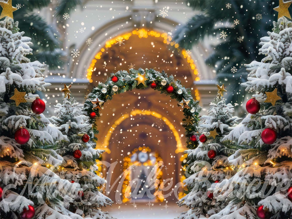 Kate Christmas Outdoor Arched Hallway Backdrop Designed by Mini MakeBelieve
