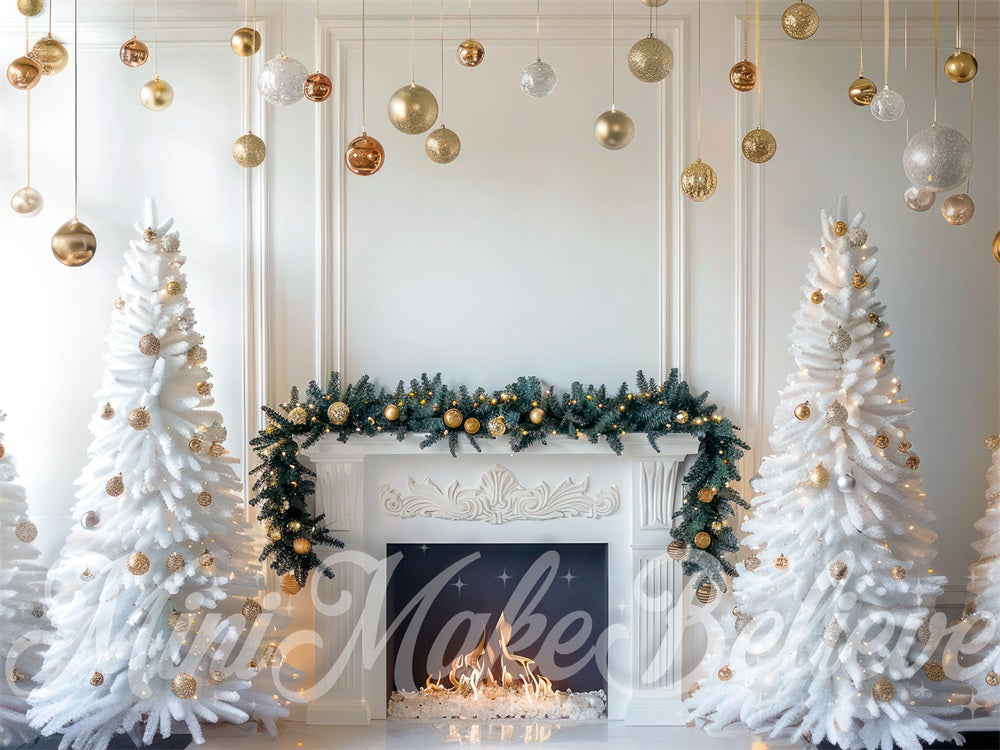 Sfondo per caminetto in stile natalizio con fiori retrò progettato da Mini MakeBelieve