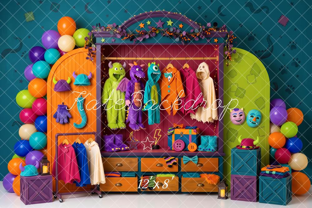 Kate Halloween Colorful Wardrobe Monster Costume Printed Backdrop Designed by Patty Roberts