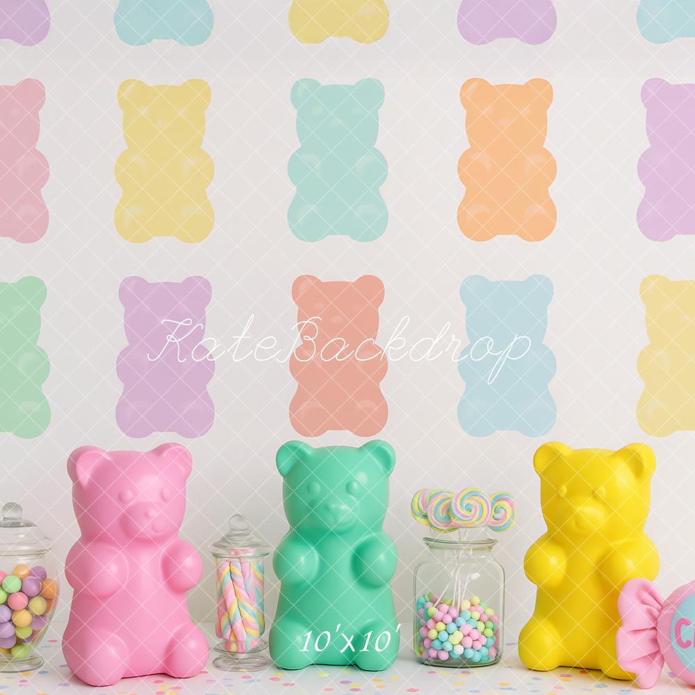 Pastel de aplastamiento de Kate Fondo de pared de ositos de goma Diseño de Patty Roberts