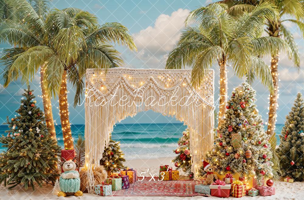 Kate Christmas Beach Boho Palm Trees Macrame Arch Gifts Backdrop Designed by Emetselch