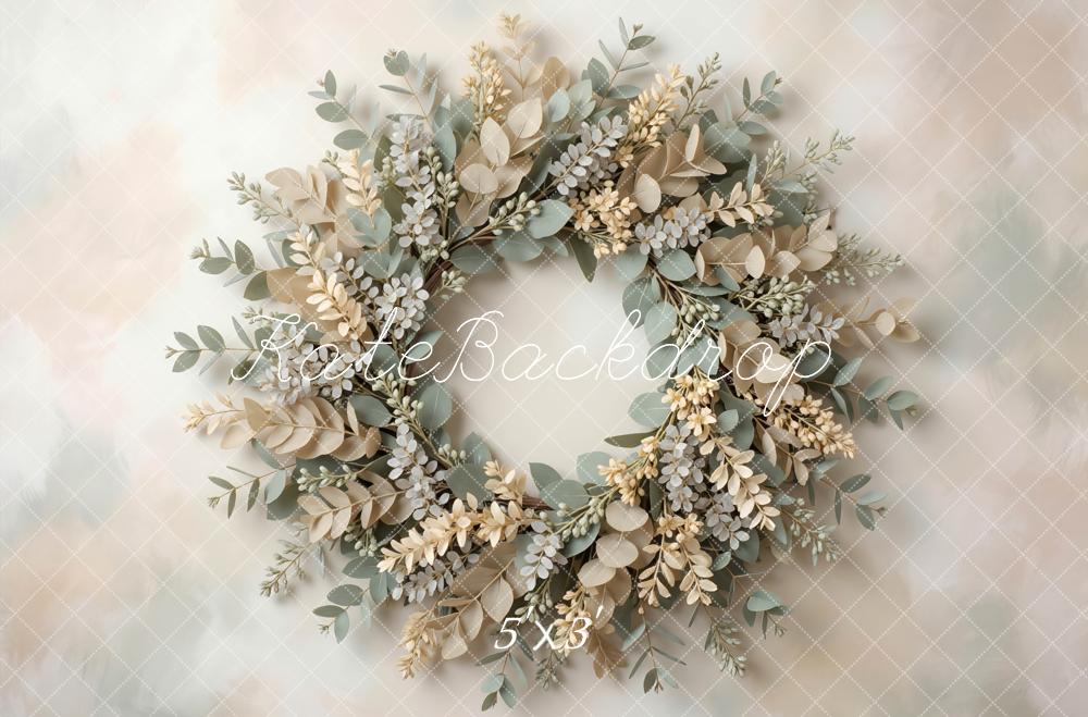 Kate Newborn Greenery Wreath Pastel Backdrop Designed by Mini MakeBelieve