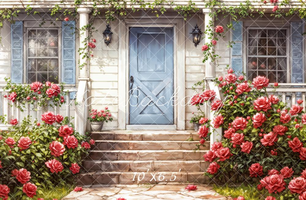 Spring Painting Floral Porch Foto Achtergrond Designed by Emetselch