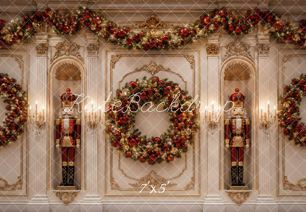 Kate Christmas Nutcracker Wreath Garland Vintage Wall Printed Backdrop Designed by Vertigo Productions