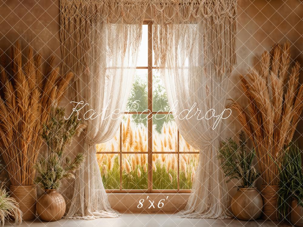 Kate Boho Window Pampas Grass Backdrop Designed by Emetselch