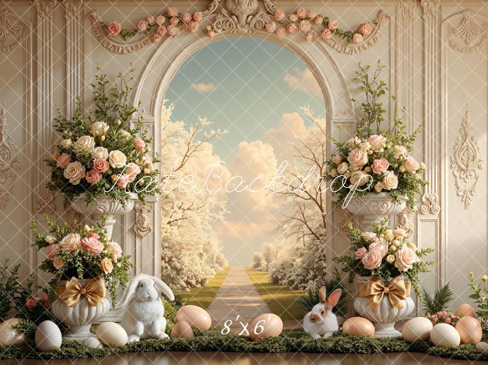 Kate Easter Bunny Flower Arch Pastel Eggs Backdrop Designed by Mini MakeBelieve