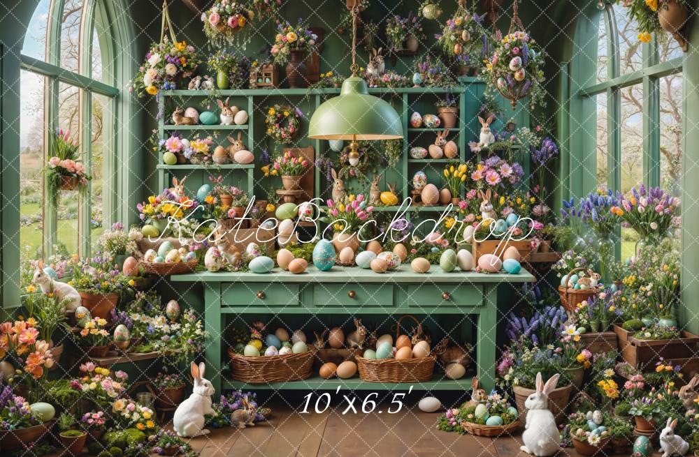 Kate Easter Bunny Eggs Floral Kitchen Backdrop Designed by Emetselch