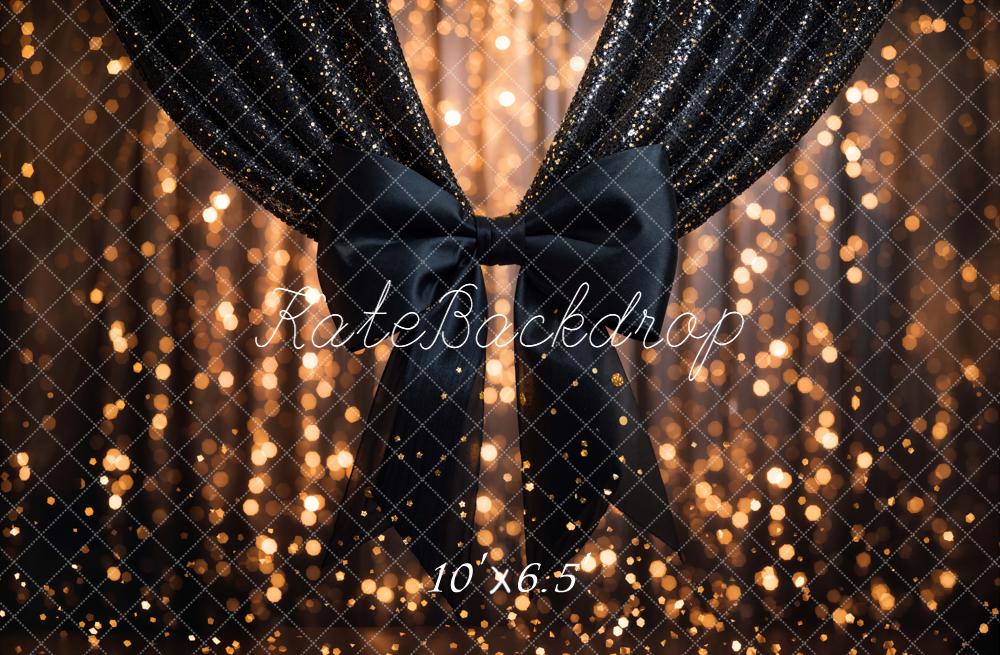 Kate Bokeh Black Bow Glitter Drapes Backdrop Designed by Chain Photography