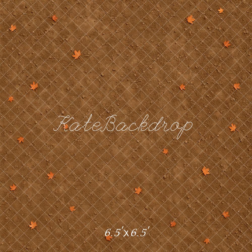 Kate Fall Leaves Brown Dirt Floor Backdrop Designed by Mini MakeBelieve