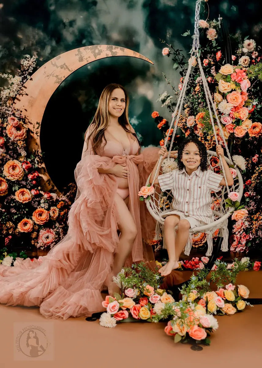Kate Mother's Day Floral Crescent Moon Backdrop Designed by Emetselch