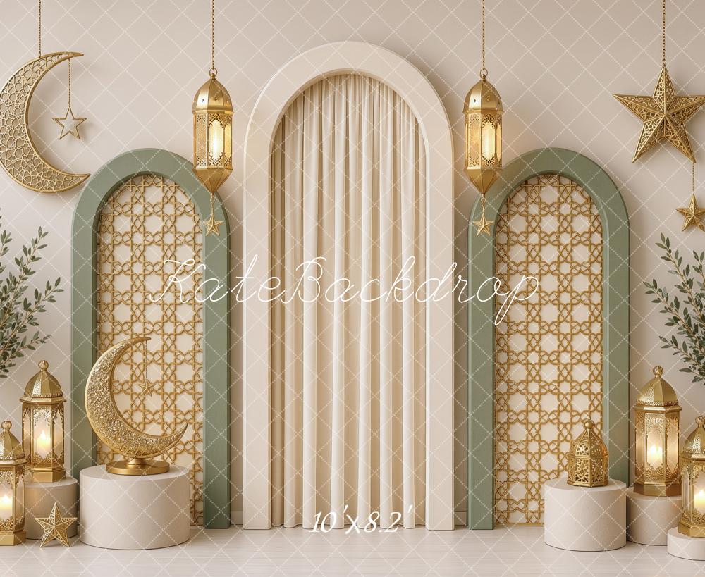 Kate Ramadan Crescent Moon Islamic Muslim Arch Lanterns Printed Backdrop Designed by Ashley Ward