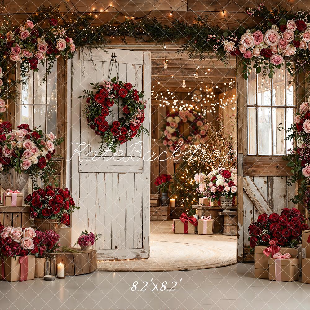 Kate Valentine's Day Flower Arch Rustic Door Gifts Backdrop Designed by Emetselch