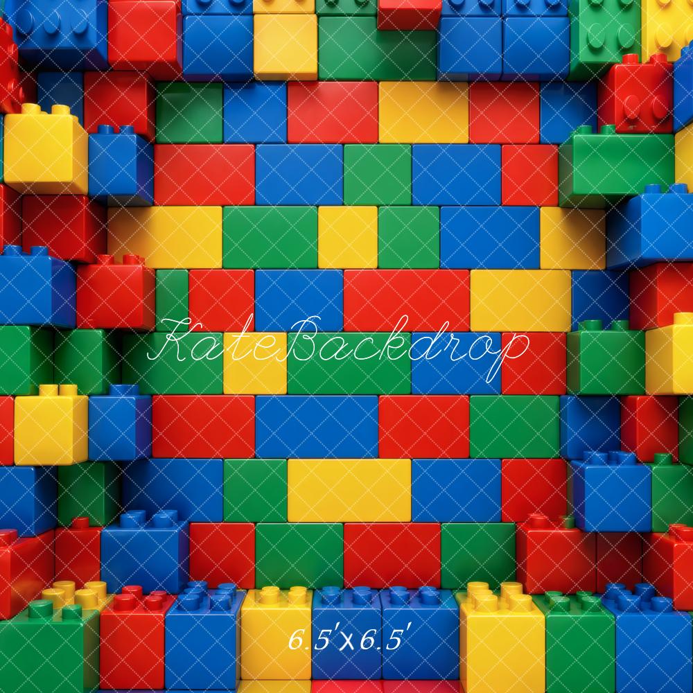 Kate Colorful Toy Brick Wall Printed Backdrop Designed by Vertigo Productions