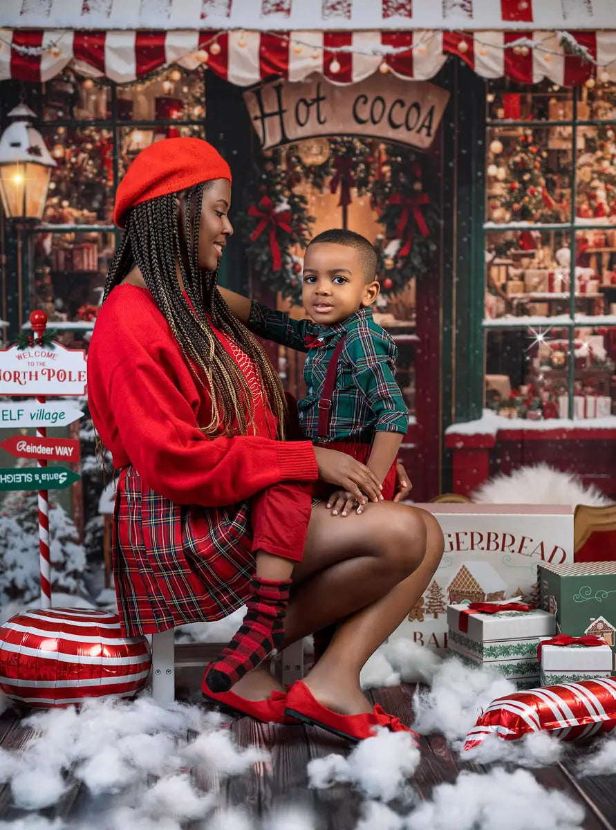 Kate Christmas Retro Hot Cocoa Store Backdrop Designed by Emetselch