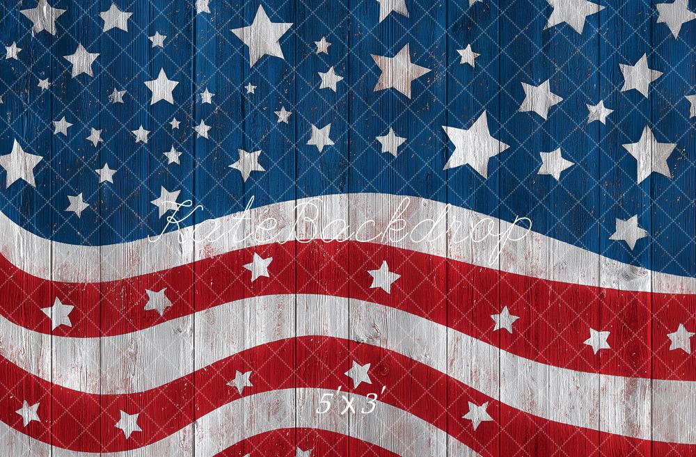 Kate Independence Day Stars Stripes Vintage Wood Backdrop Designed by Angela Miller