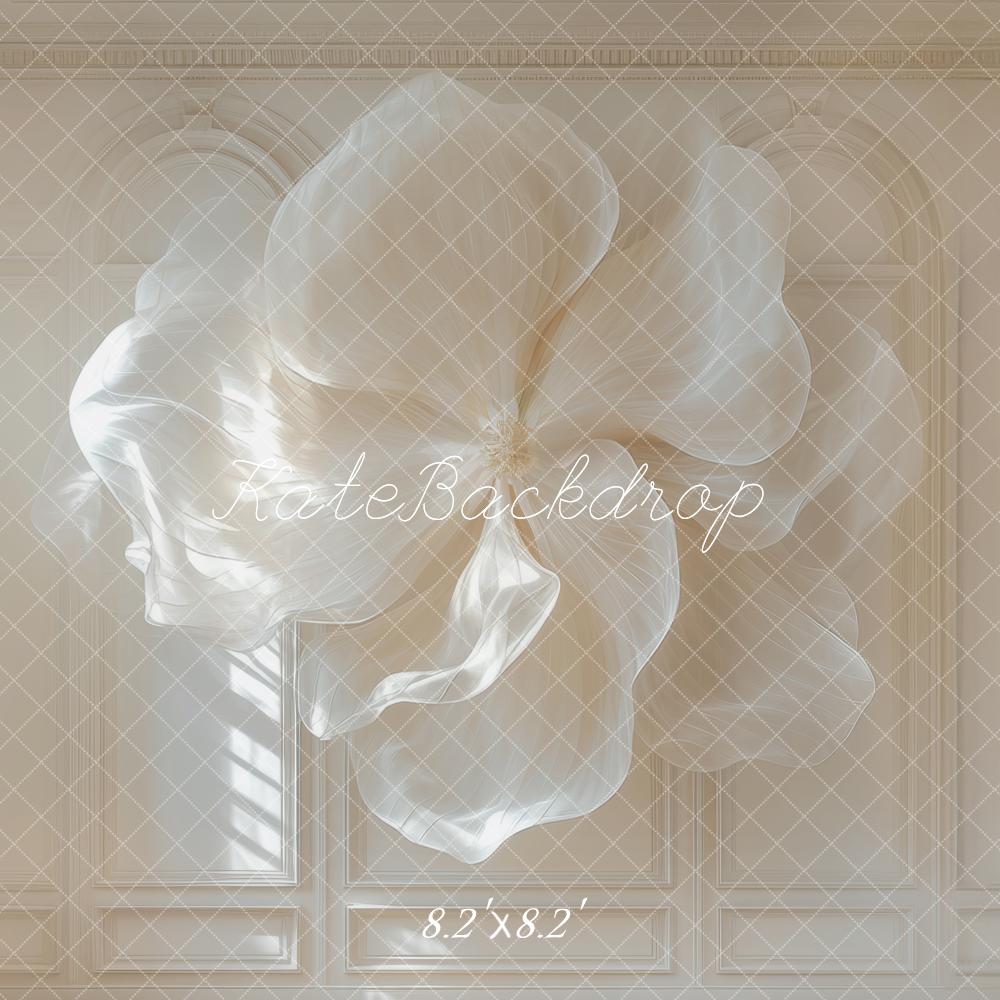 Fondo de Pared de Tela Floral Elegante Color Crema Diseñado por Mini MakeBelieve