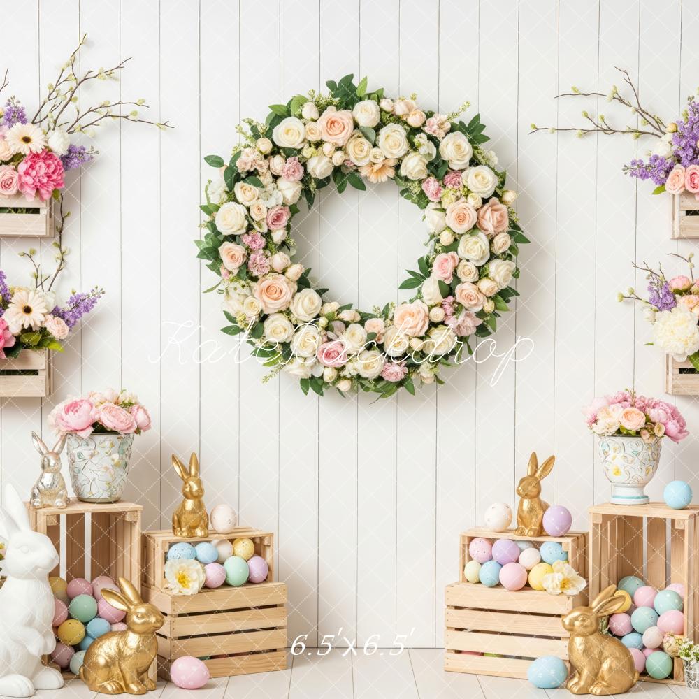 Kate Easter Bunny Flower Arch Pastel Eggs Backdrop Designed by Patty Roberts