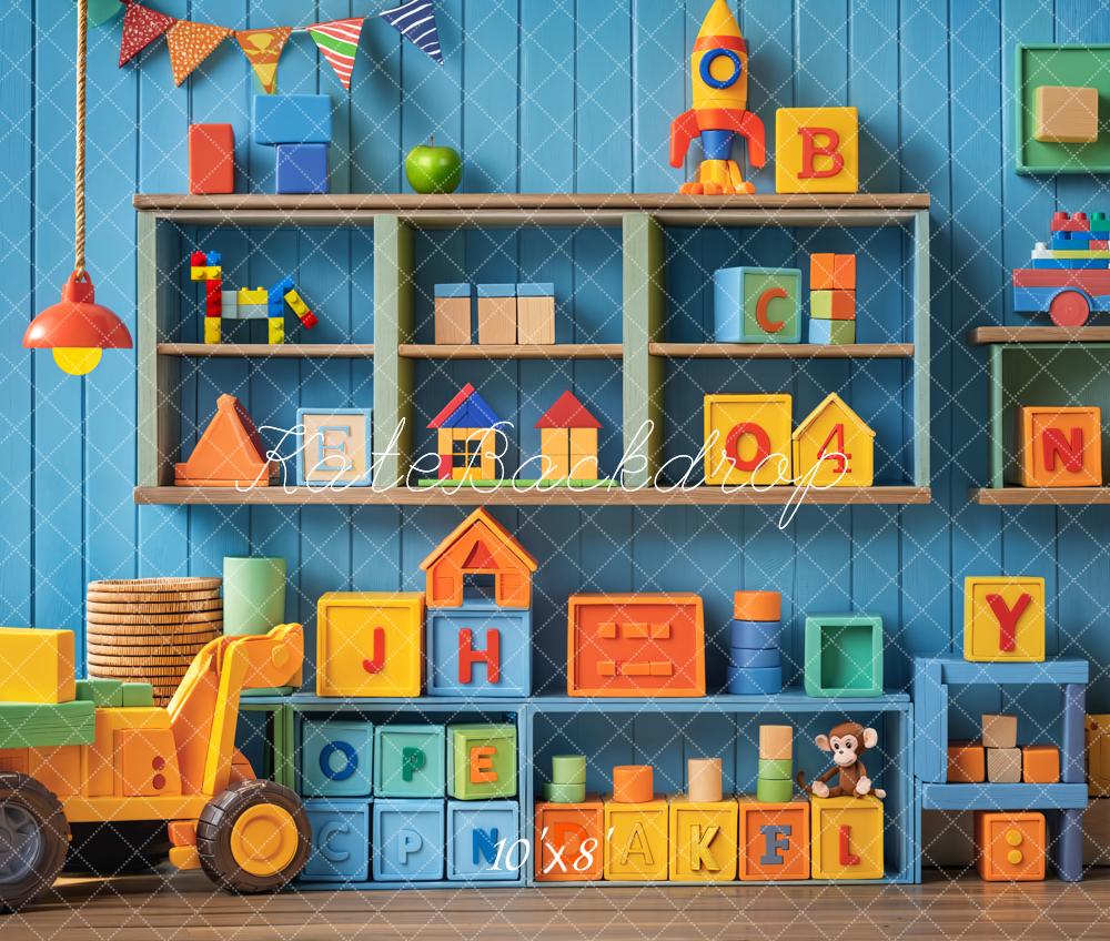 Fondo de Estante de Bloques de Juguetes Coloridos para Niños Cake Smash Diseñado por Emetselch