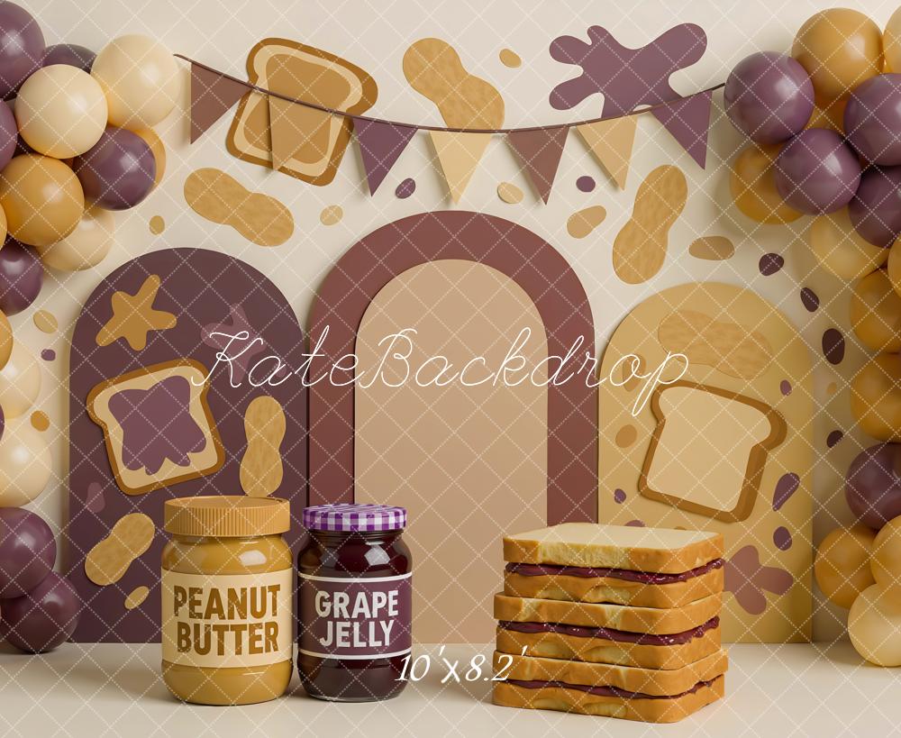 Kate Cake Smash Peanut Butter Jelly Bread Backdrop Designed by Mini MakeBelieve