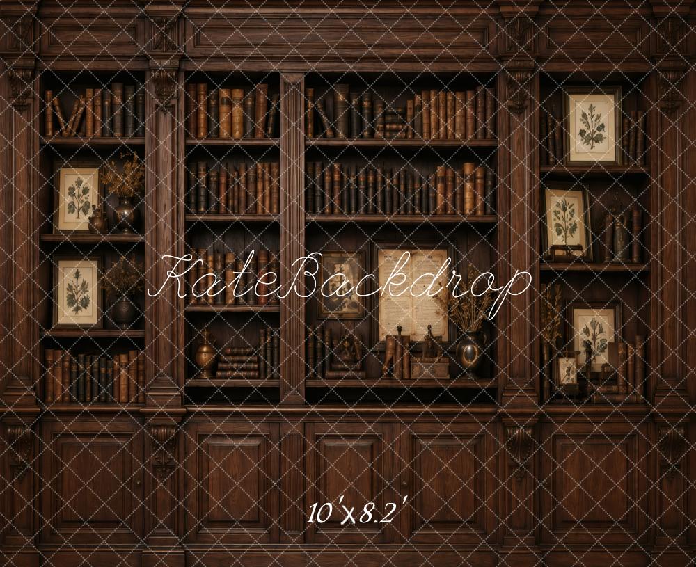 Kate Brown Vintage Bookshelf Cabinet Printed Backdrop Designed by Vertigo Productions