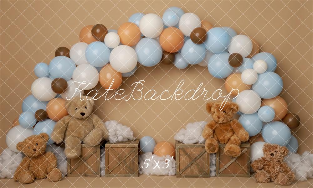 Kate Cake Smash Teddy Bear Balloon Arch Backdrop Designed by Melissa King