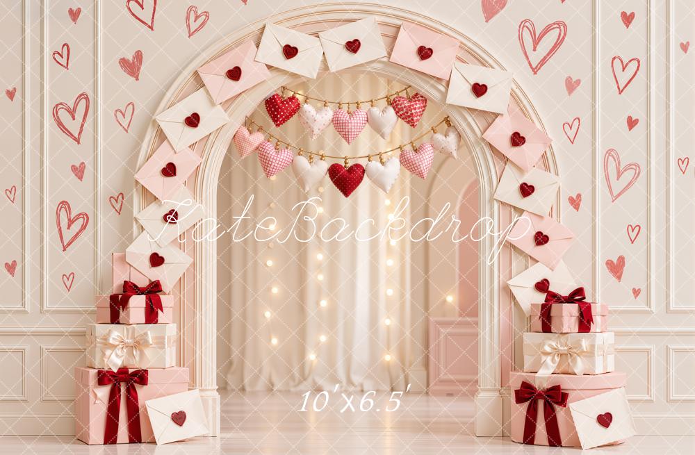 Kate Valentine's Day Heart Envelope Arch Gifts White Printed Backdrop Designed by Emetselch