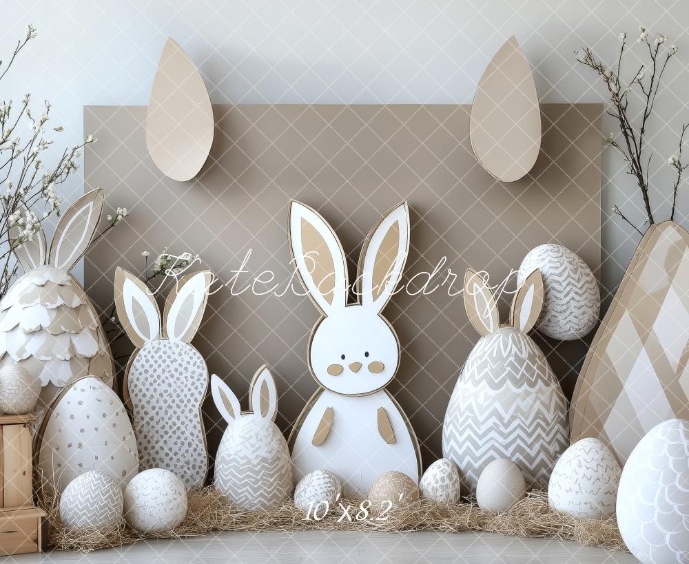 Kate Easter Bunny Eggs Beige Backdrop Designed by Patty Roberts
