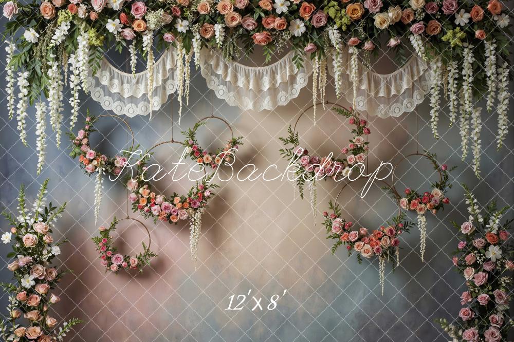 Kate Spring Flower Arch Floral Hoop Lace Drapes Backdrop Designed by Mini MakeBelieve