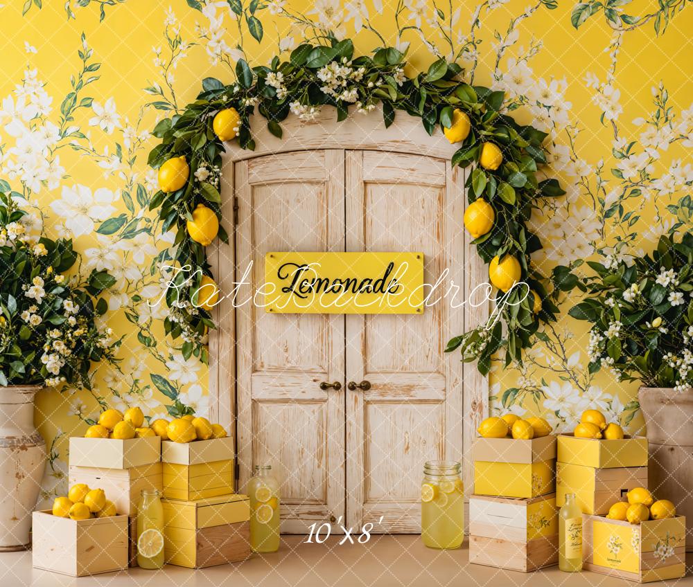 Kate Summer Lemon Floral Arch Backdrop Designed by Emetselch