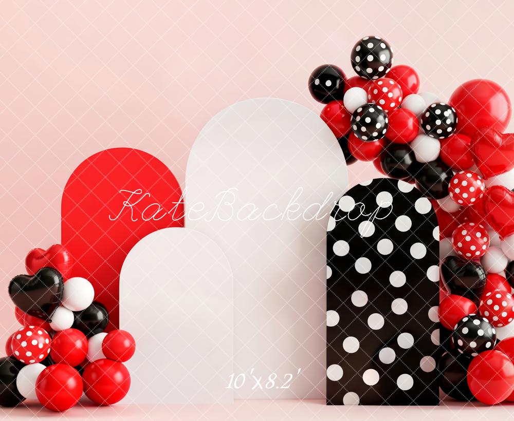 Kate Red Black White Arches Balloon Garland Polka Dot Backdrop Designed by Patty Roberts