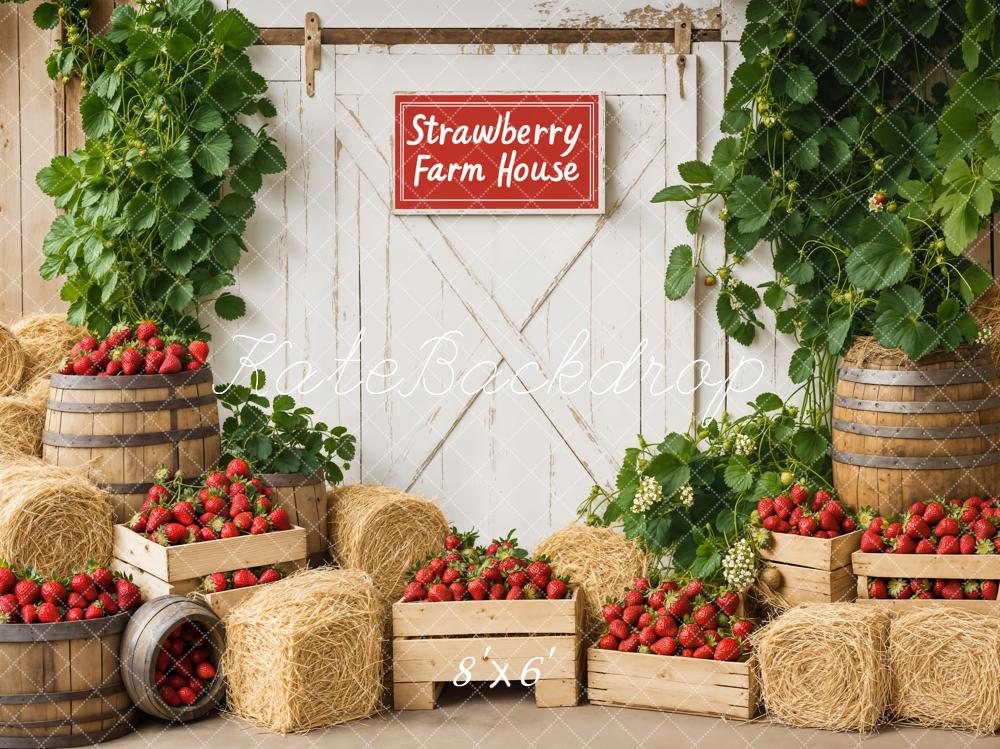 Fattoria di Fragole Rustica Sfondo con Balloni di Fieno Designed by Kate Image