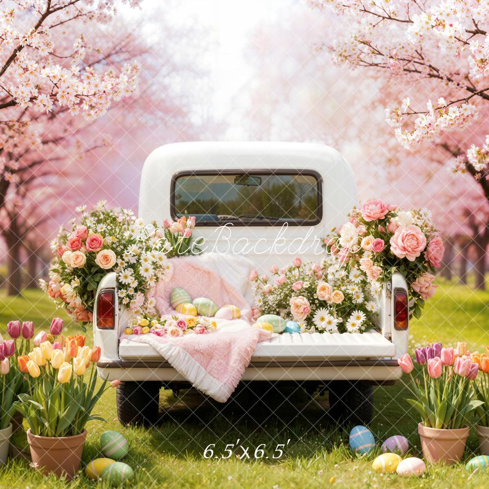 Kate Easter Truck Cherry Blossoms Flowers Eggs Backdrop Designed by Emetselch