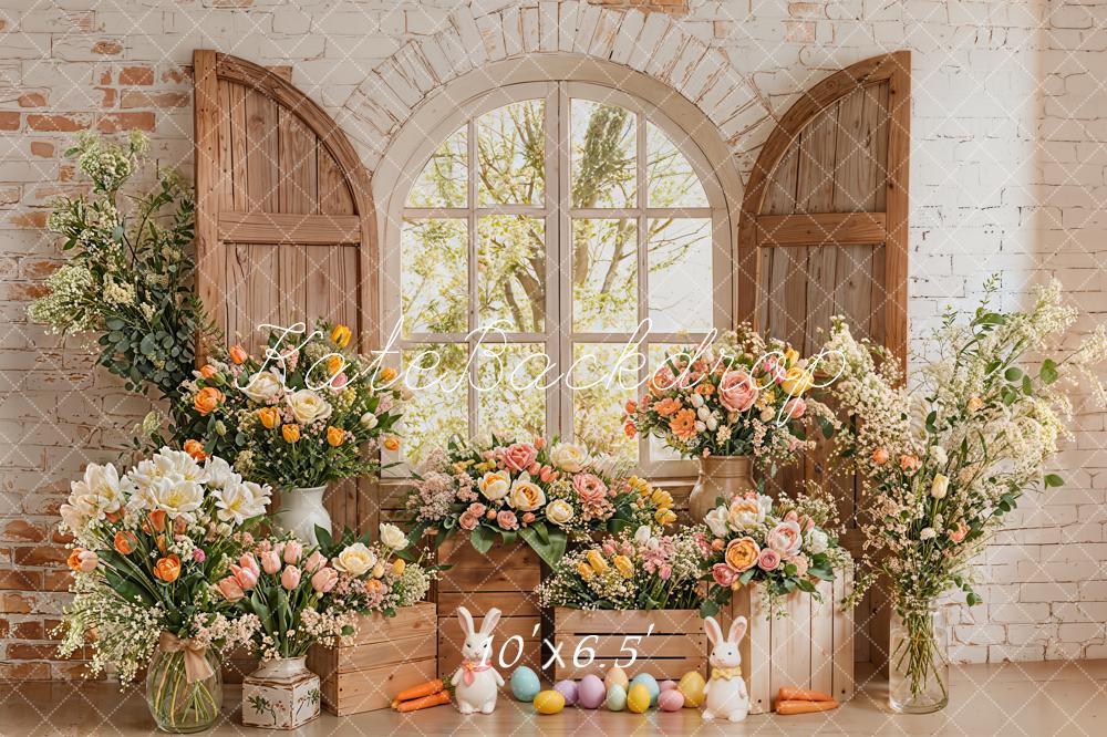 Kate Easter Bunny Flower Arch Window Backdrop Designed by Emetselch