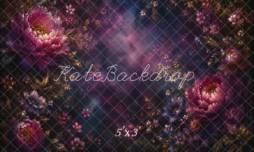 Kate Fine Art Duskwing Botanica Dark Floral Printed Backdrop Designed by Ashley Ward