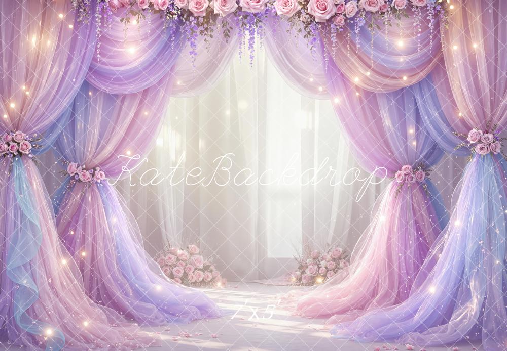Kate Mother's Day Flower Arch Pastel Drapes Sparkle Printed Backdrop Designed by Mini MakeBelieve