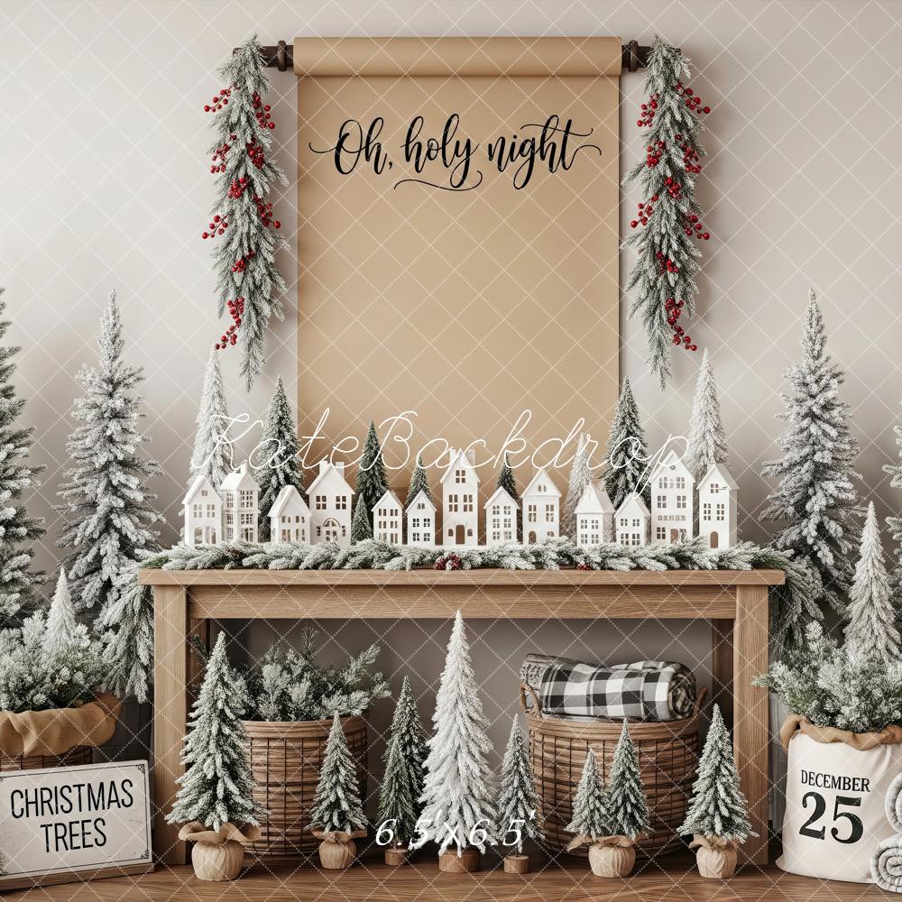 Kate Christmas Snowy Trees Garland Village Table Backdrop Designed by Patty Roberts