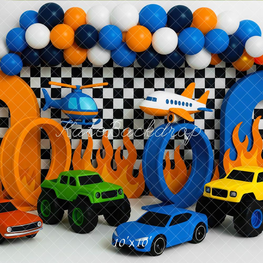 Cake Smash Race Car Ballon Boog Foto Achtergrond Designed by Mini MakeBelieve