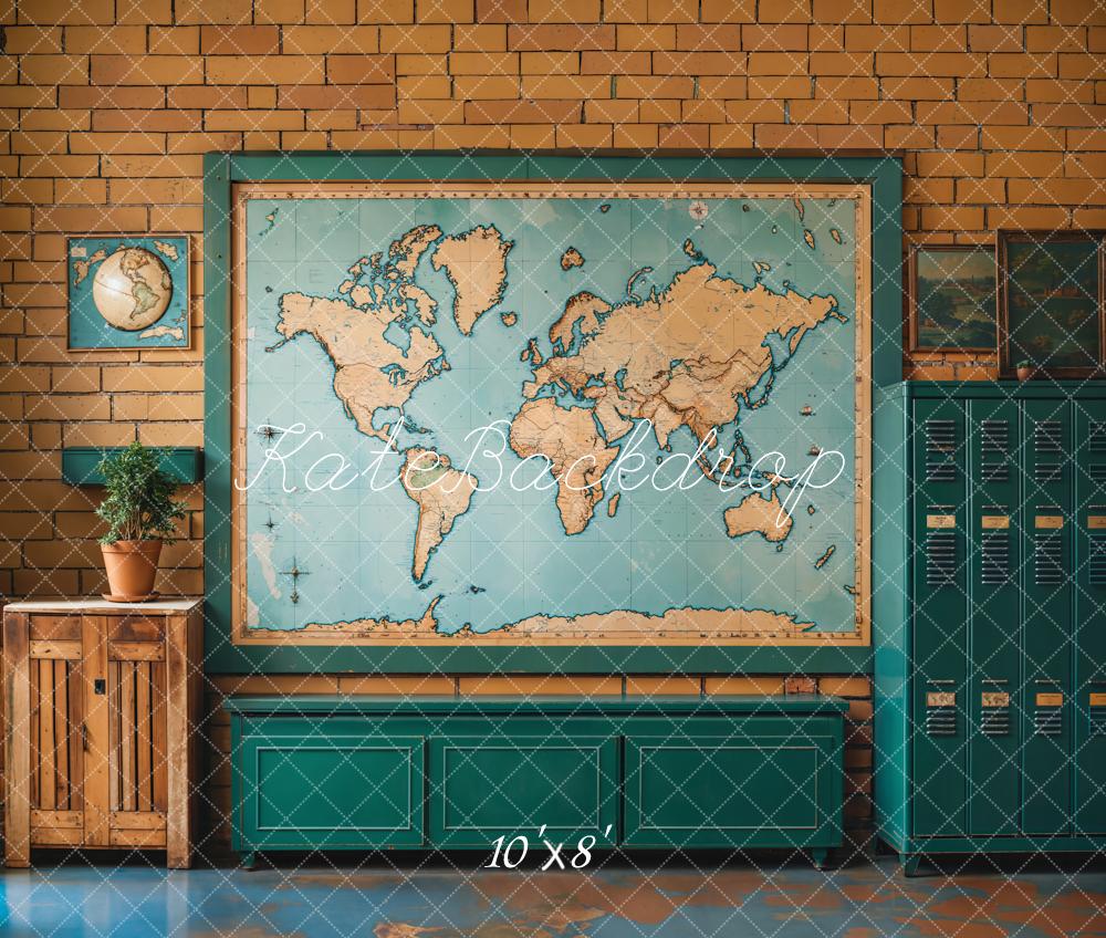 Fondo Escolar de Mapa Mundial Vintage de Graduación Designed by Emetselch