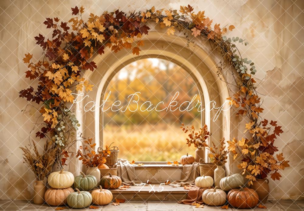 Kate Fall Foliage Pumpkin Arch Abstract Wall Printed Backdrop Designed by Patty Roberts