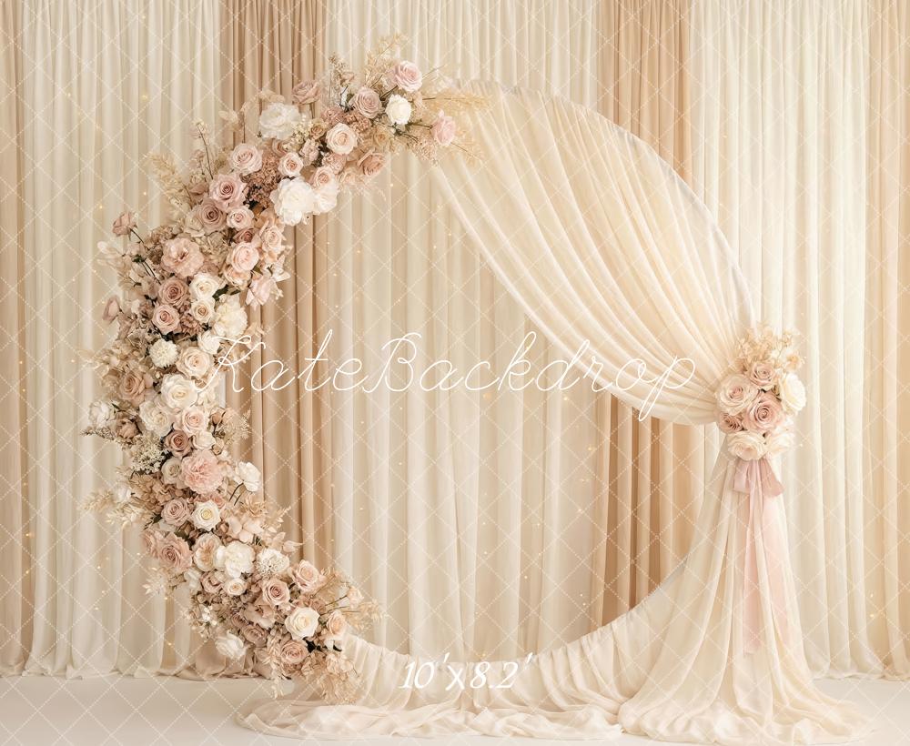 Kate Mother's Day Flower Arch Cream Drapes Printed Backdrop Designed by Patty Roberts