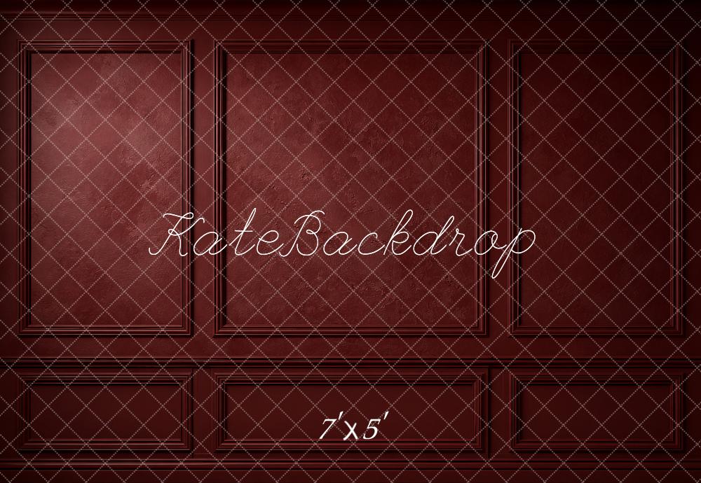 Kate Dark Red Retro Wall Panel Printed Backdrop Designed by Emetselch
