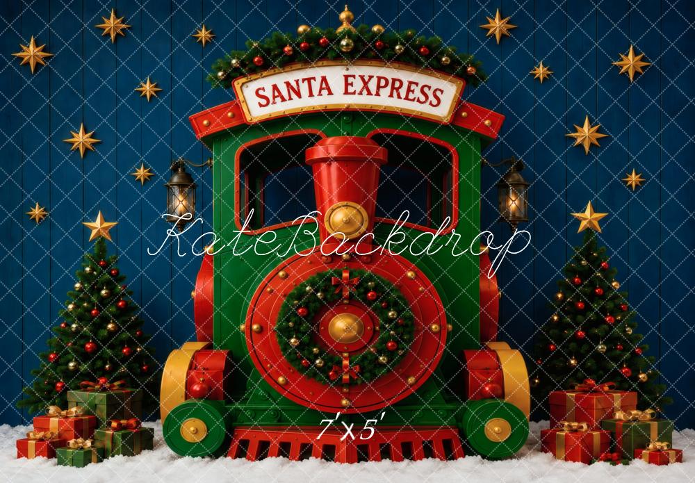 Kate Christmas Polar Train Christmas Tree Gifts Printed Backdrop Designed by Vertigo Productions
