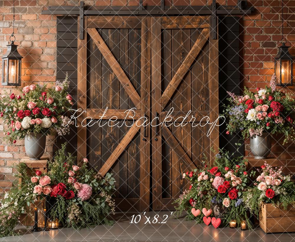 Kate Spring Rustic Barn Door Floral Backdrop Designed by Emetselch