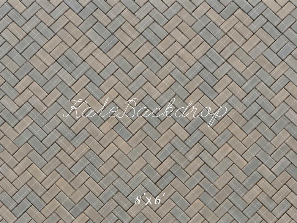Kate Herringbone Pattern Beige Gray Floor Backdrop Designed by Mini MakeBelieve