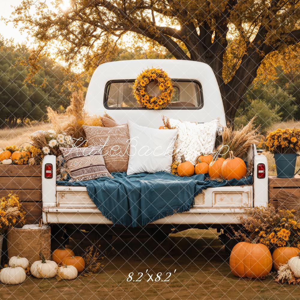 Kate Fall Truck Pillows Pumpkin Backdrop Designed by Emetselch