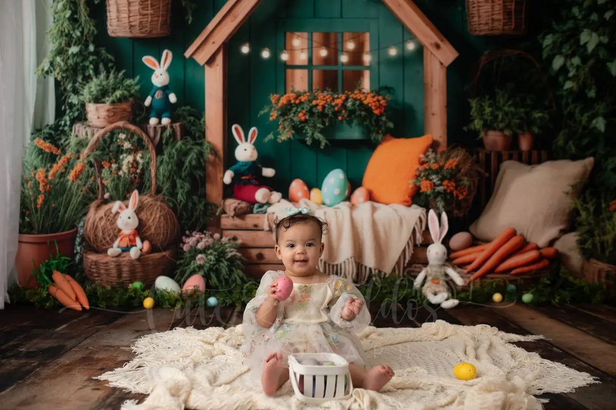 Kate Easter Bunny House Basket Blanket Backdrop Designed by Emetselch
