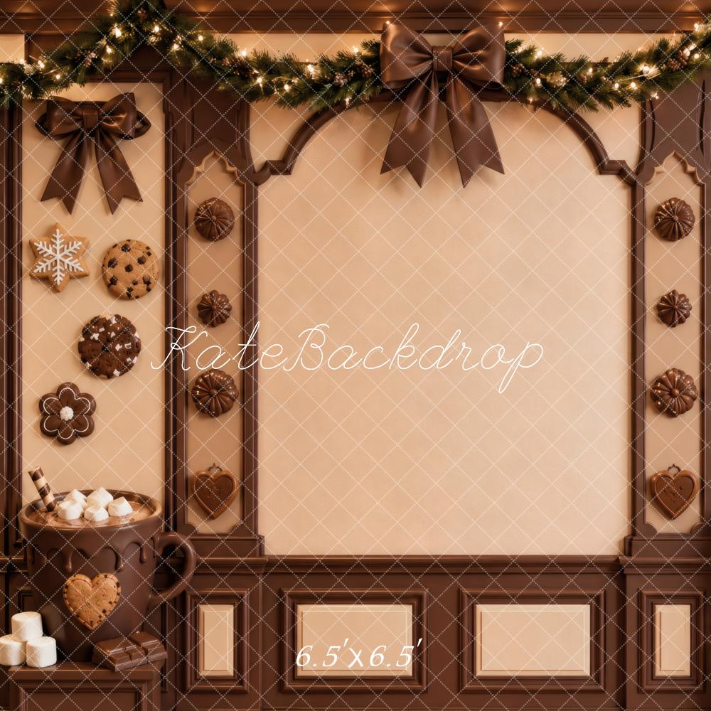 Kate Christmas Cookies Frame Hot Chocolate Garland Bows Printed Backdrop Designed by Vertigo Productions