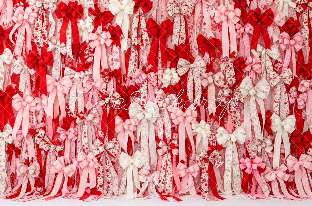 Kate Valentine's Day Red Pink White Floral Ribbon Bows Backdrop Designed by Patty Roberts